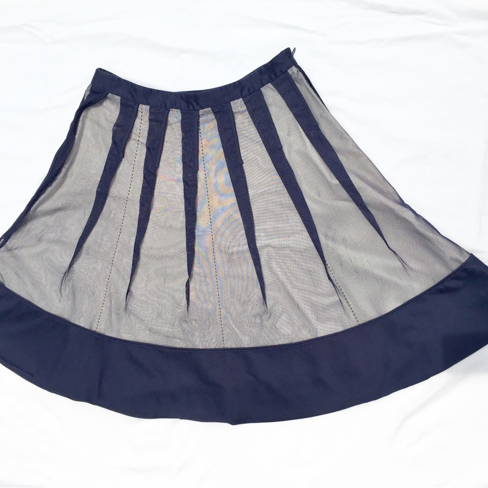 INC Sheer Net Lined Skirt Navy & White Size 10 Excellent Condition